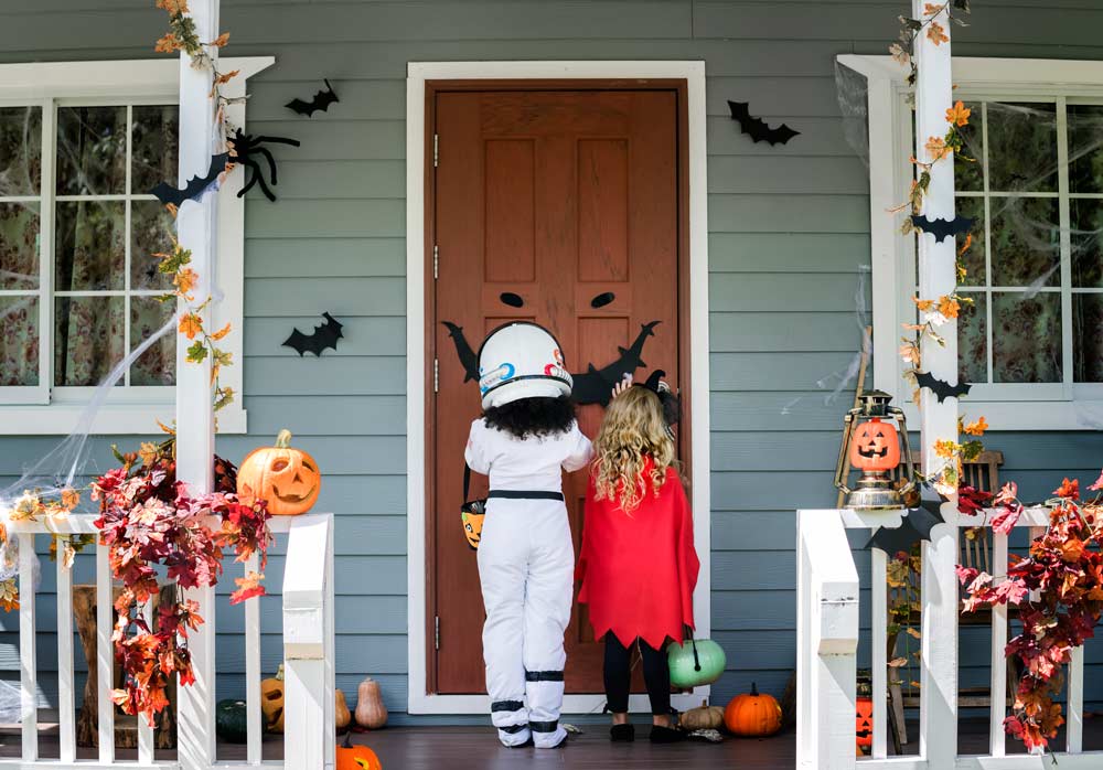 little children trick treating halloween