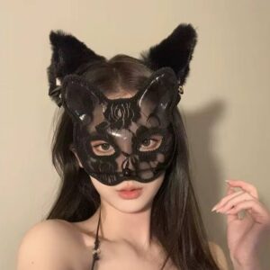 نقاب گربه سيبل دار مشكي