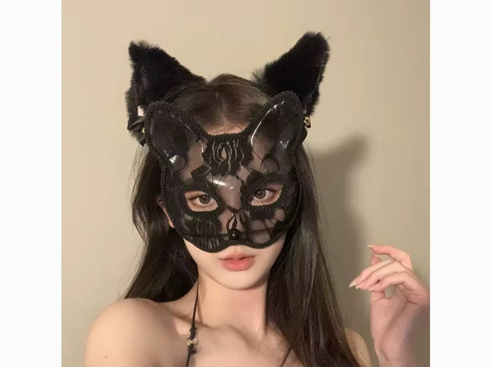 نقاب گربه سيبل دار مشكي 1 نقاب گربه سيبل دار مشكي