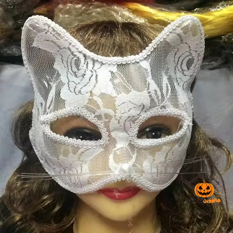 نقاب گربه سبیل دار سفيد 2 نقاب گربه سبیل دار سفيد